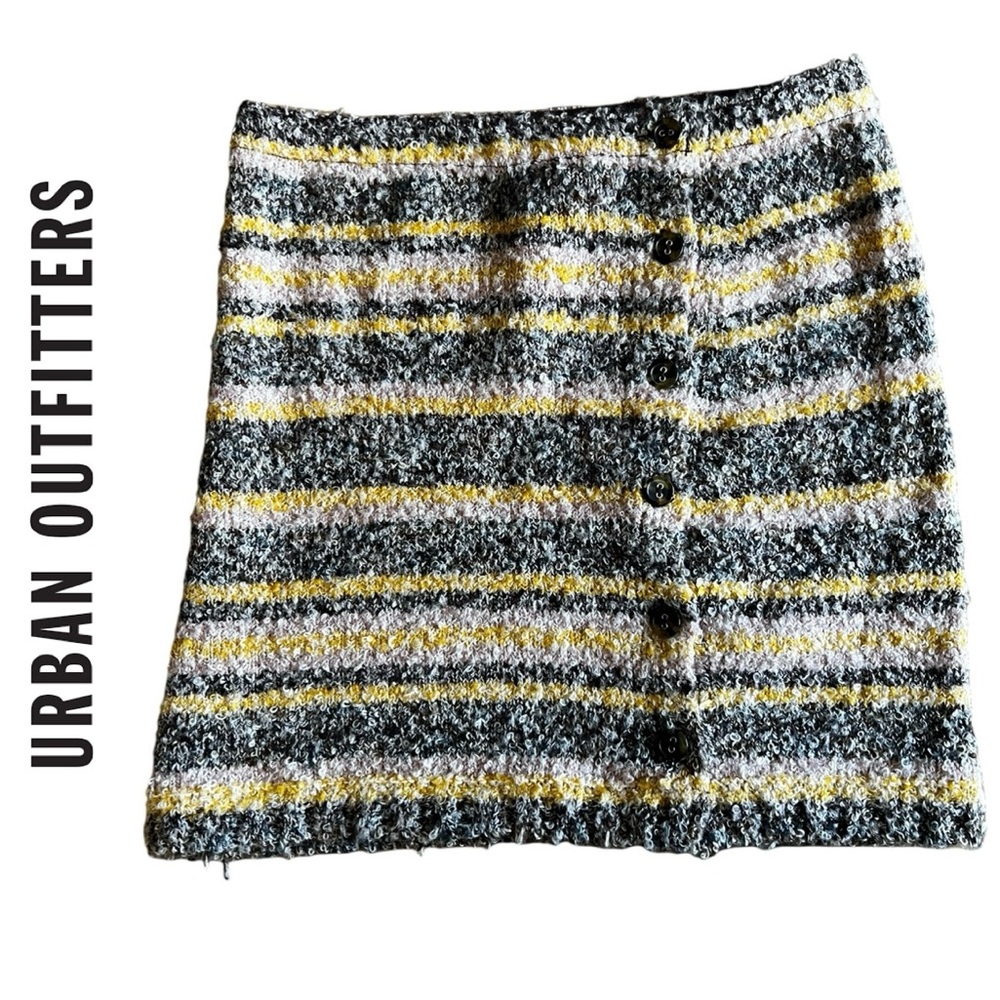 URBAN OUTFITTERS Aster Striped Fuzzy Knit Button Front Mini Skirt SZ XS Stretch